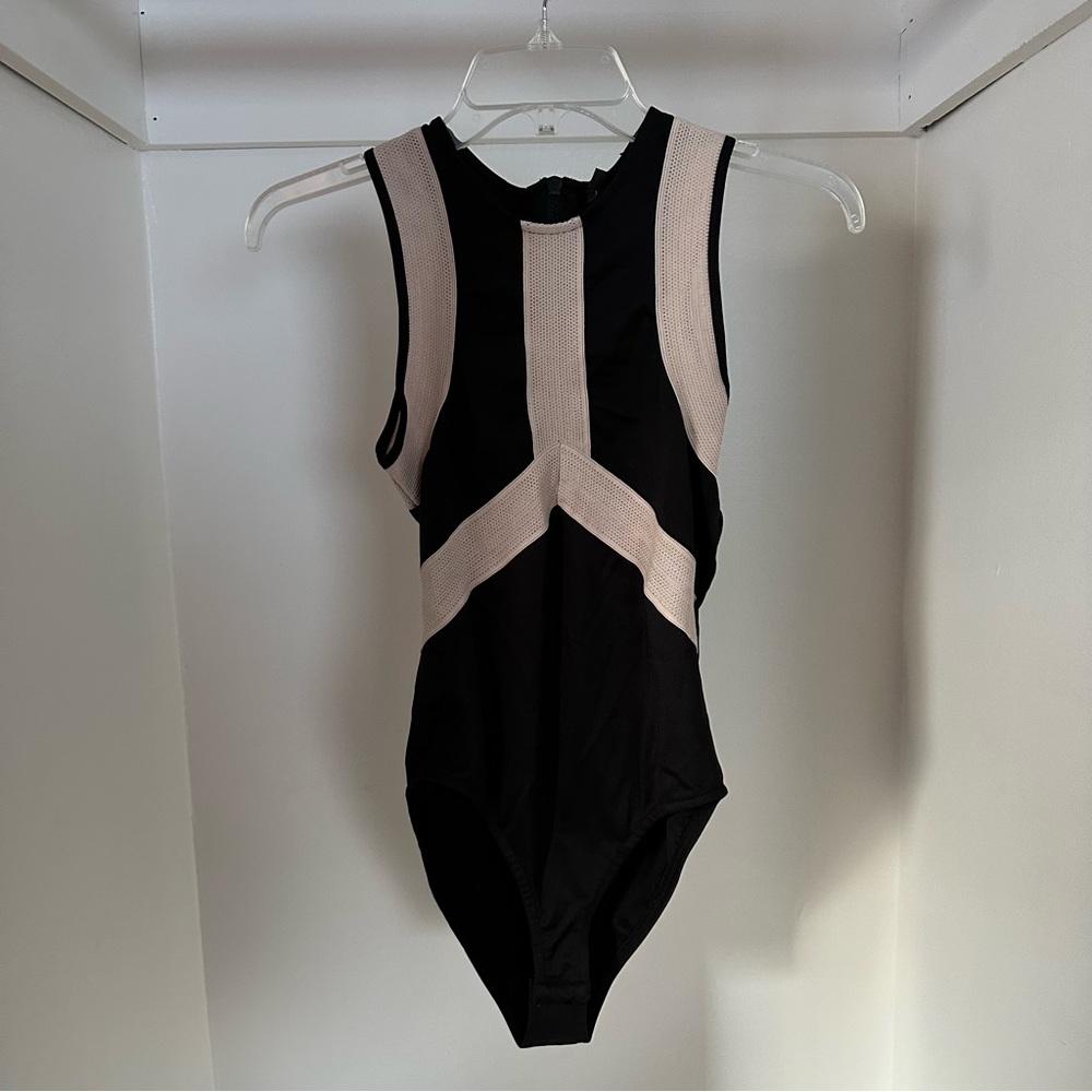 Topshop black & beige sleeveless bodysuit size 4 - Picture 2 of 4